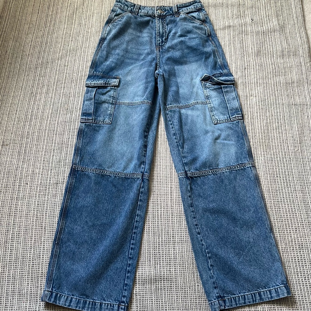 Baggy Denim Patch Work Trouser Size 2